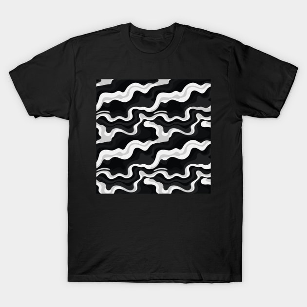 Monochrome Waves: Modern Abstract Ebb and Flow T-Shirt by star trek fanart and more